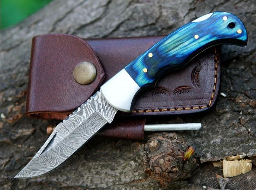 Custom Handmade Damascus Pocket Knife 3