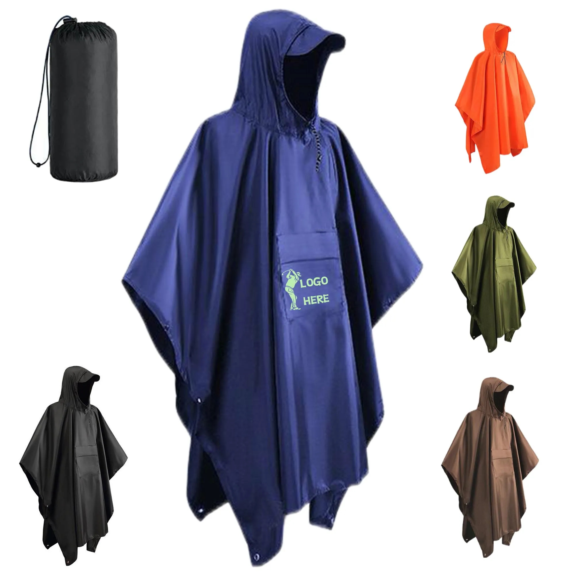 MOQ 50 Adult Rain Poncho Umbrella Raincoat 5