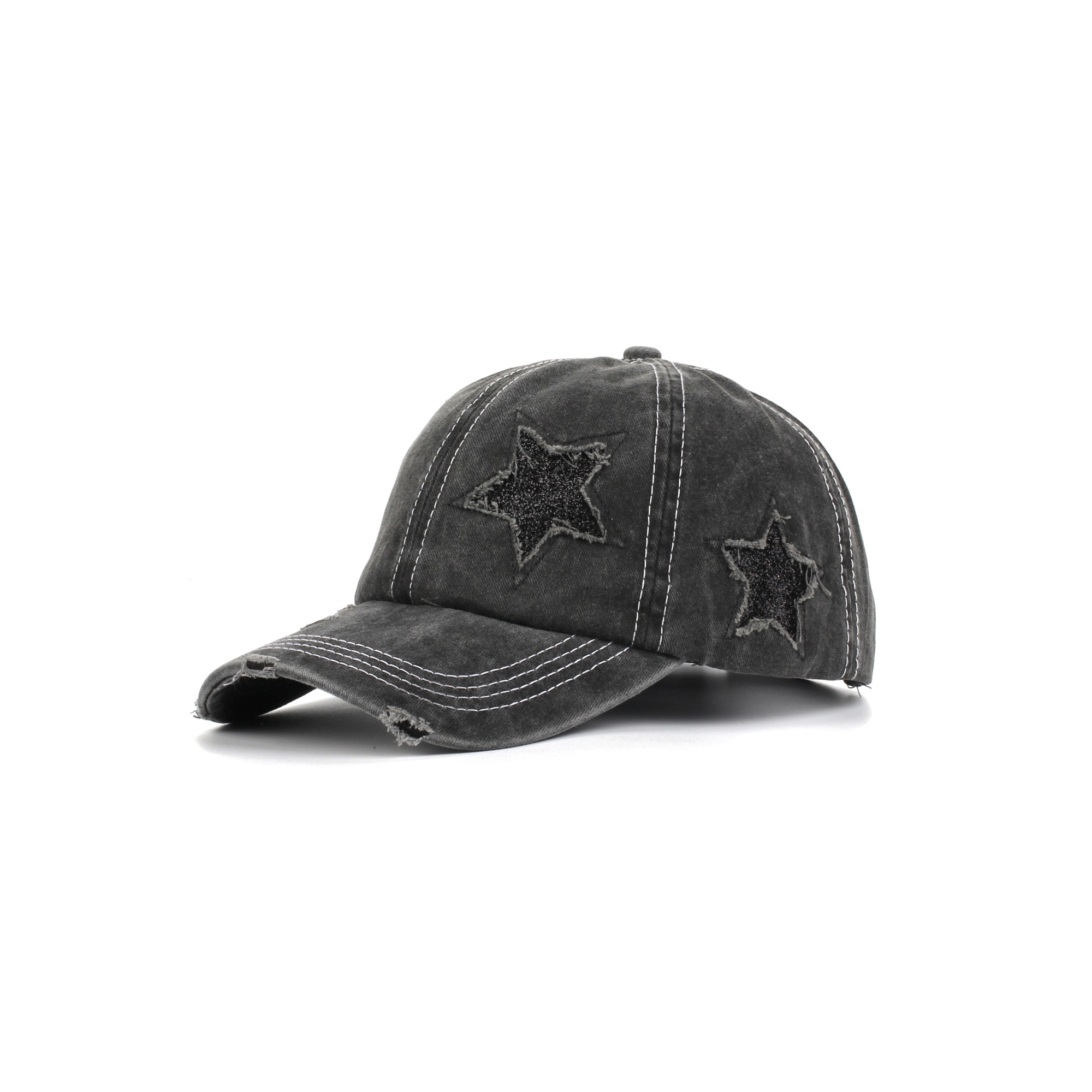 Washed Cotton Distressed Baseball Cap With Adjustable Closure 2