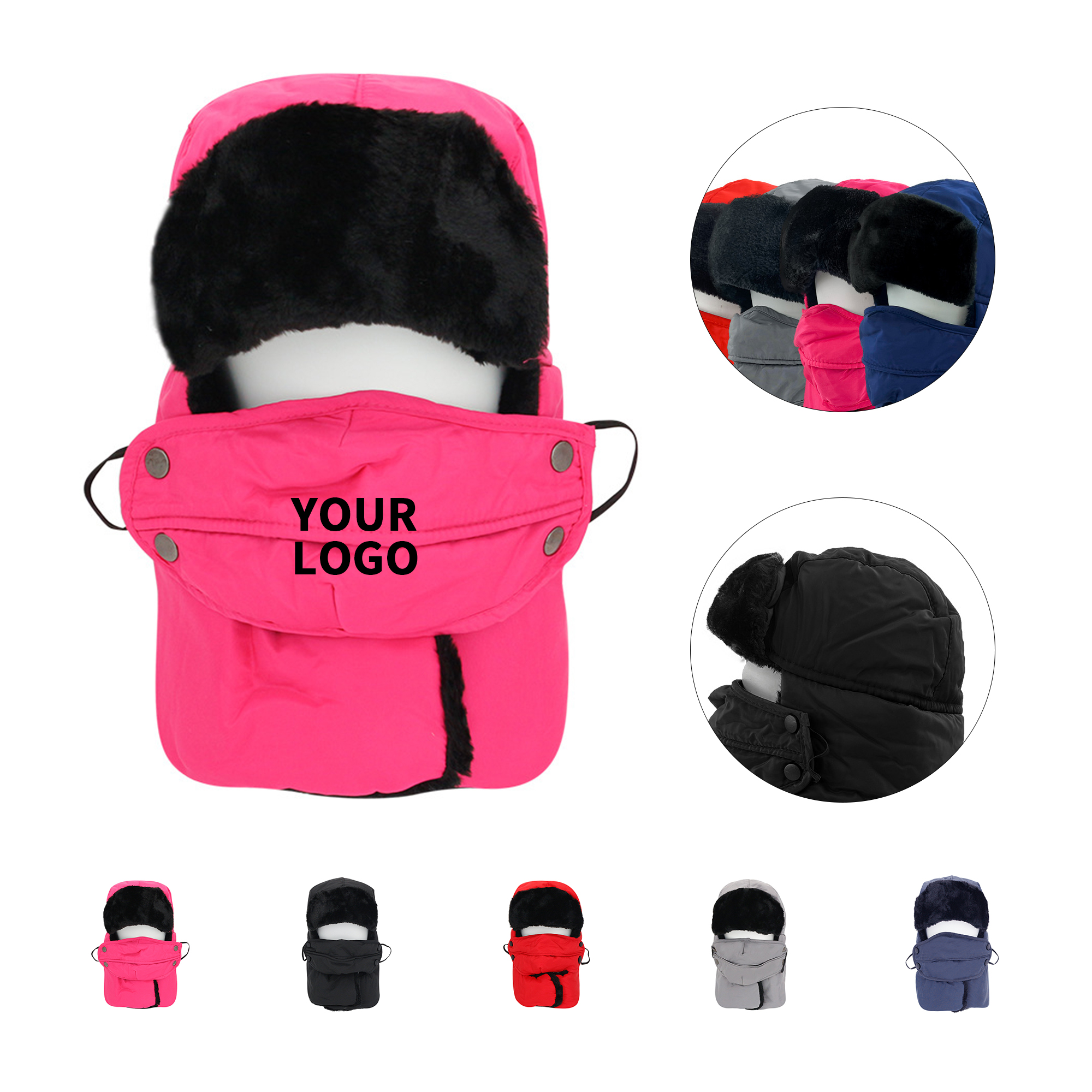 Winter Windproof Trapper Hat With Removable Mask 12.6 x 11" 1