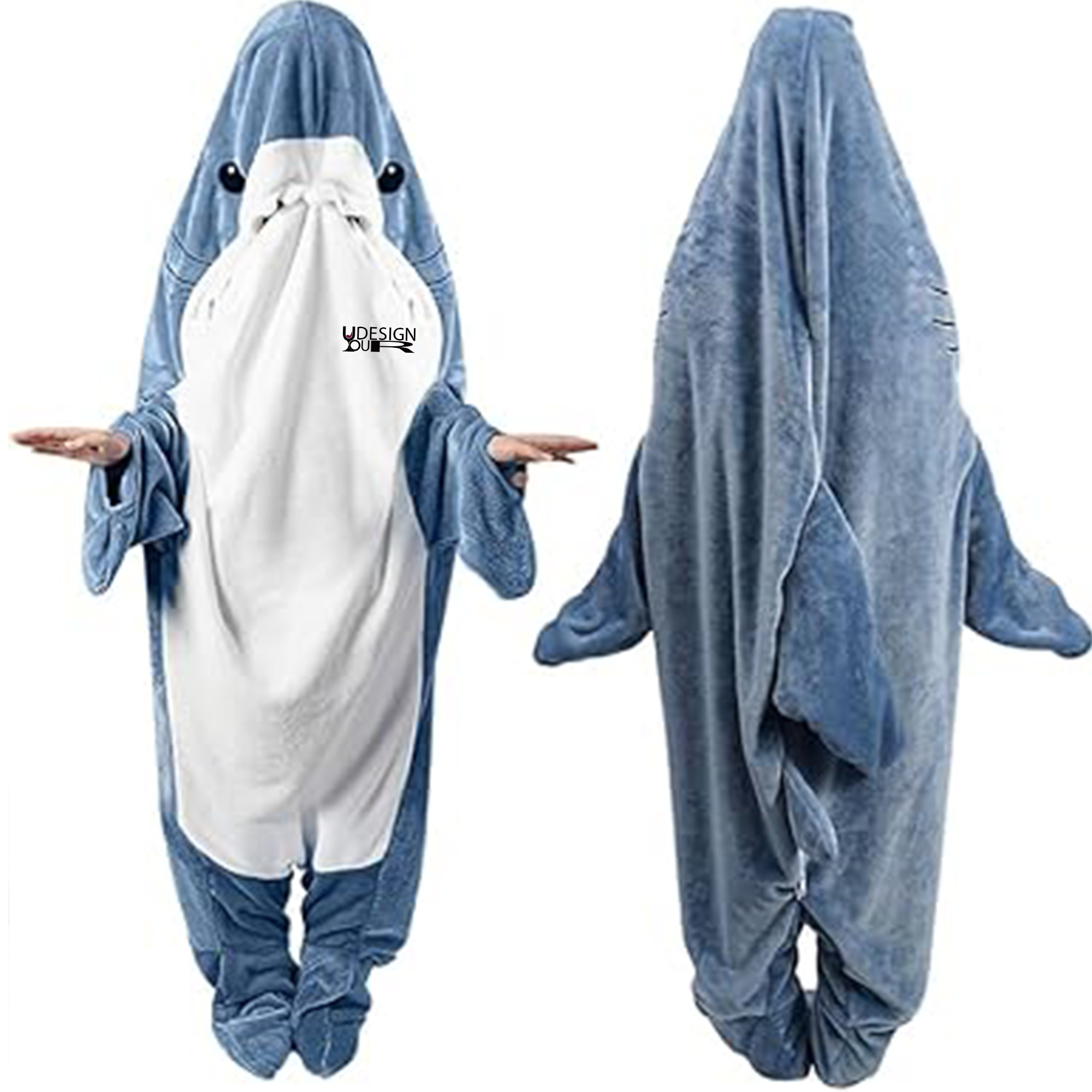 Cozy Shark nightgown Blanket Hoodie Cosplay Lounging 3