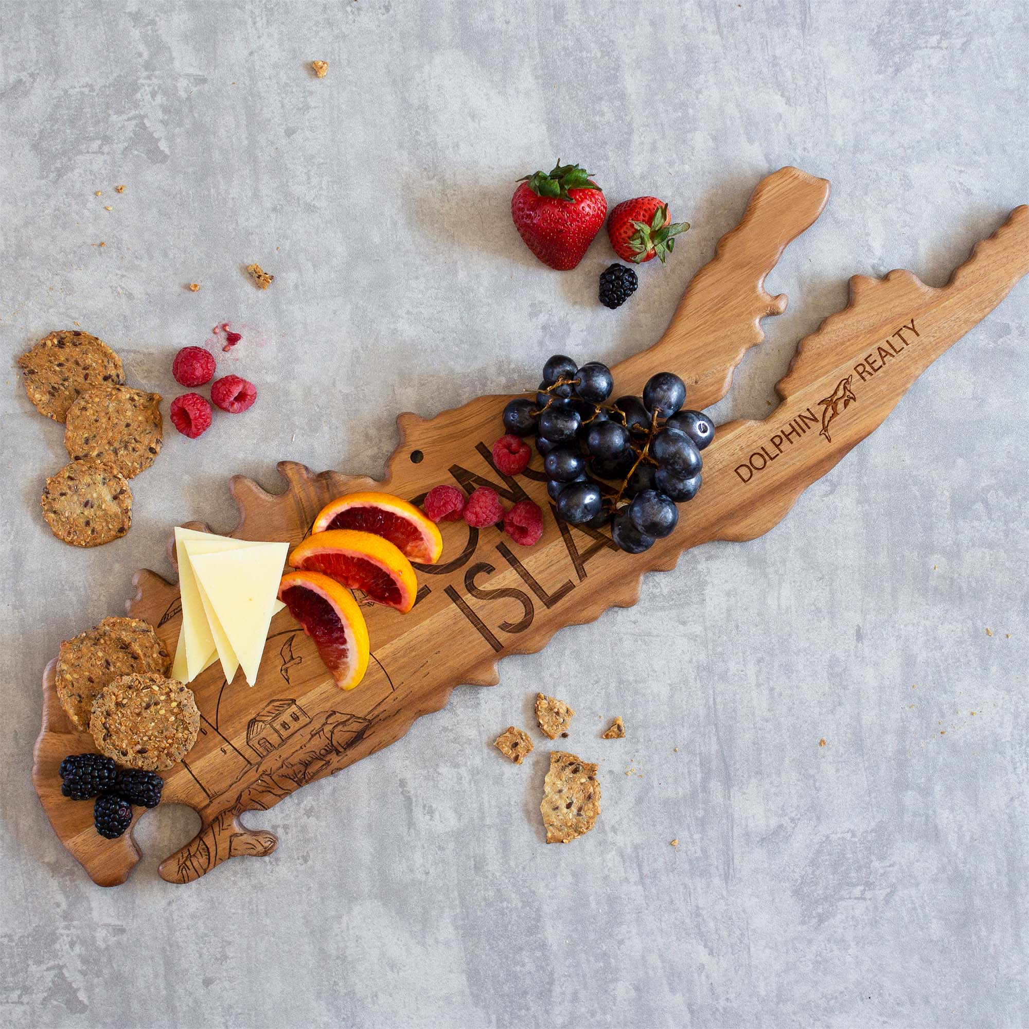 Rock & Branch® Origins Series Long Island State Shaped Wood Serving and Cutting Board 9