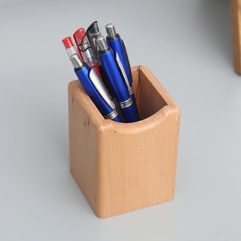 Natural Beech Wood Pen Holder 6