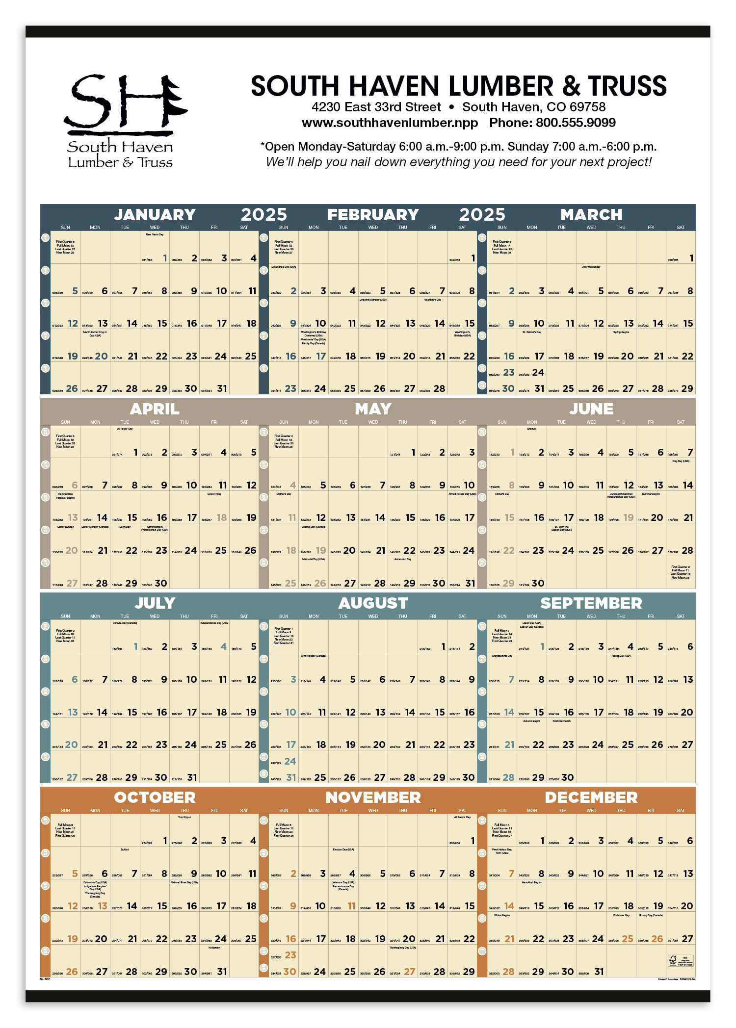 Triumph® Calendars Time Management Span-A-Year (Non-Laminated) Calendar 5