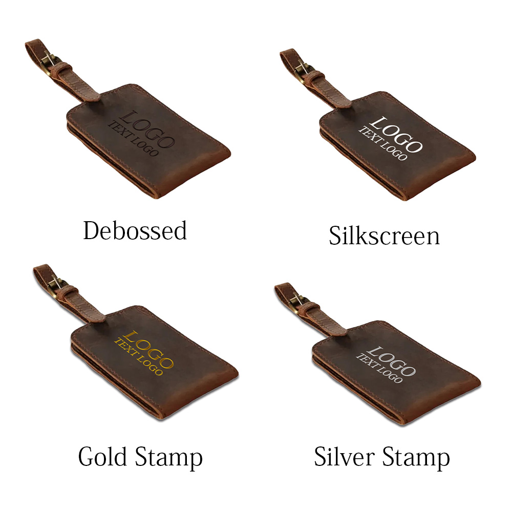 Brown Genuine Leather Luggage Tag 7