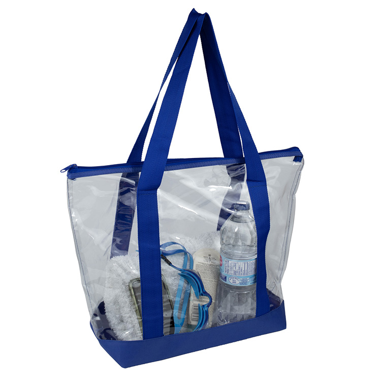 19"W x 13 ½"H x 6"Gusset - "BONDI" Jumbo Clear Zippered Tote Bag 19