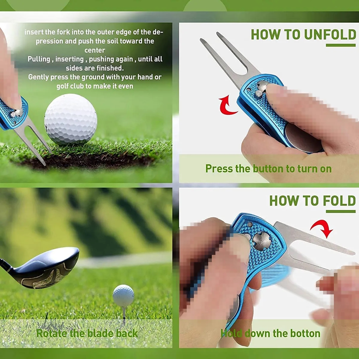 Foldable Metal Golf Divot Tool 3