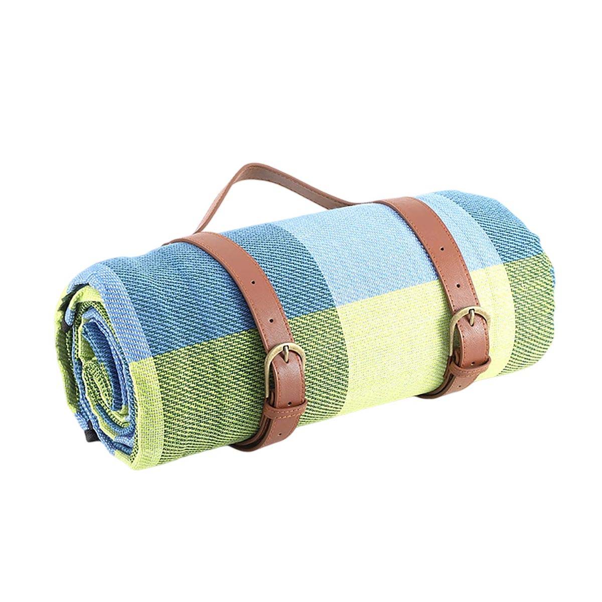 Leather Handle Picnic Blanket with Waterproof Backing 18