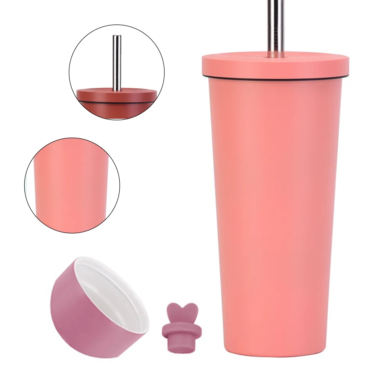 32 Oz. Matte Stainless Steel Tumbler With Lid And Straw Cups with Lids and Straws 2
