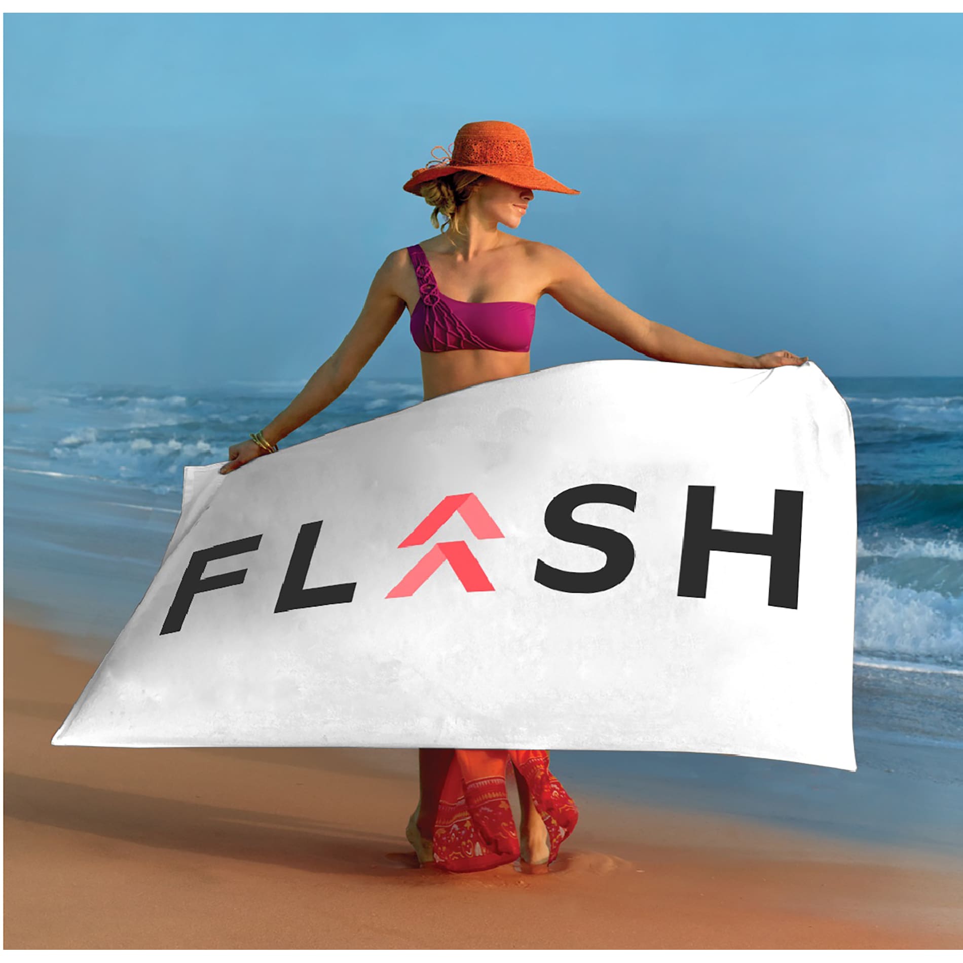 Basic Weight White Beach Towel