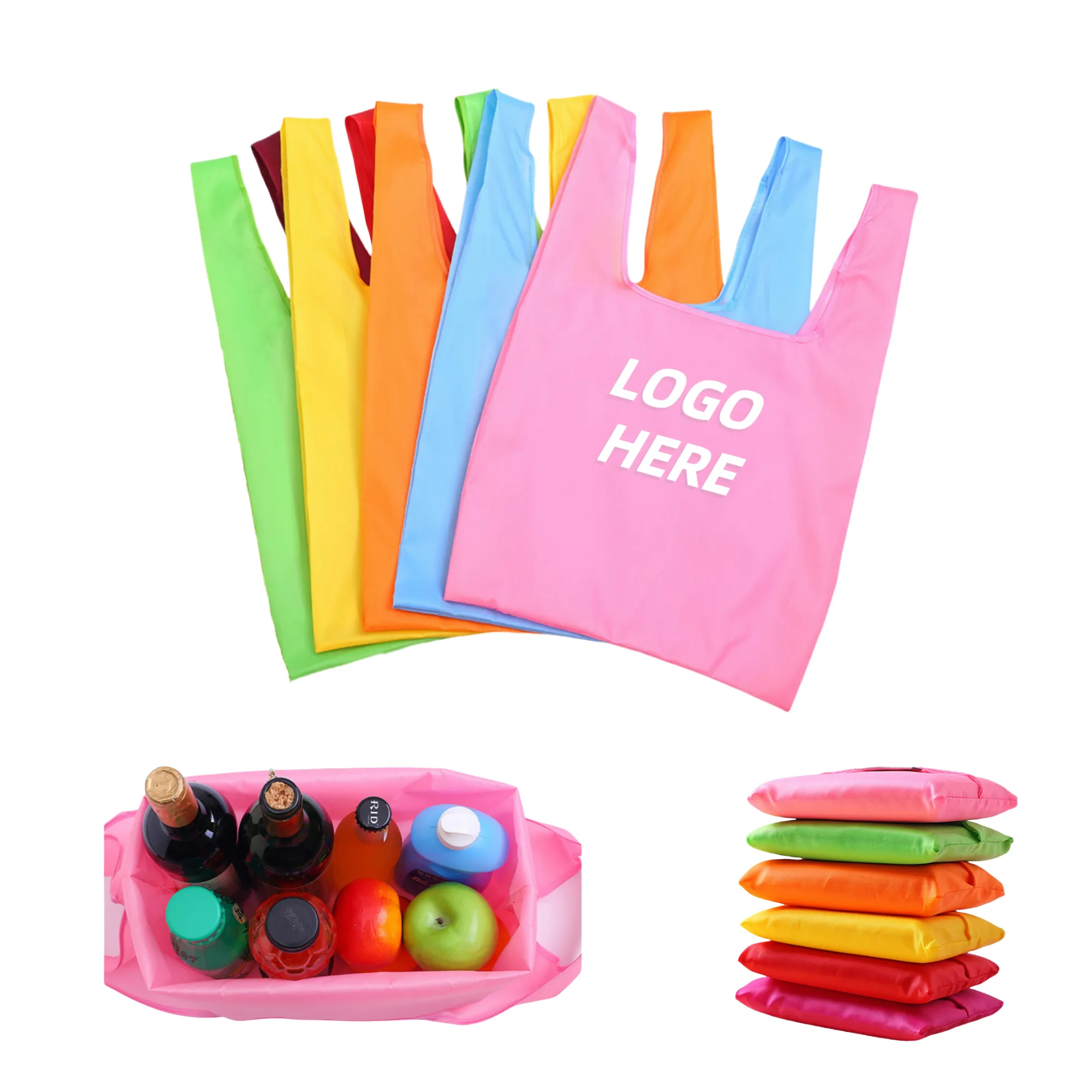 210D Foldable Waterproof Shopping Tote Bag 2
