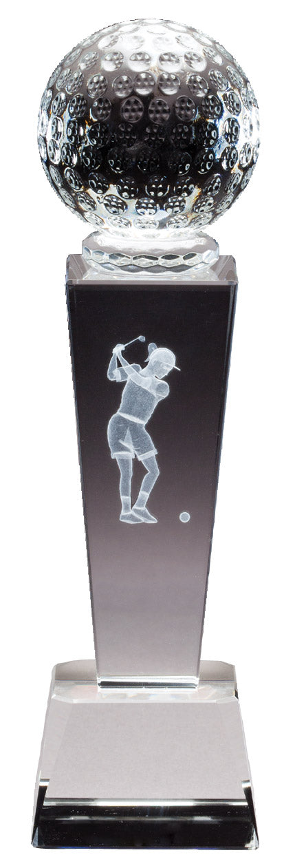 Crystal W/ Lasered Female Golfer Inside 8.75" 2