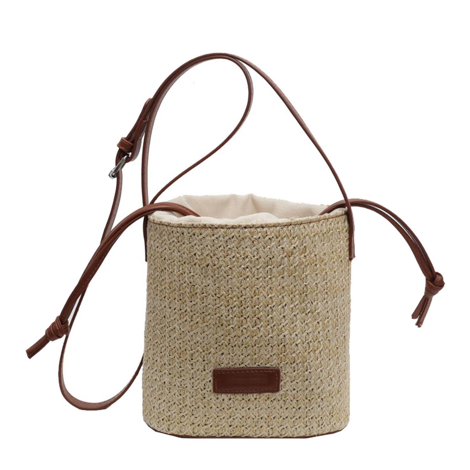 Straw Tote Bag W/ Leather Straps, custom tote bag with logo imprint 4