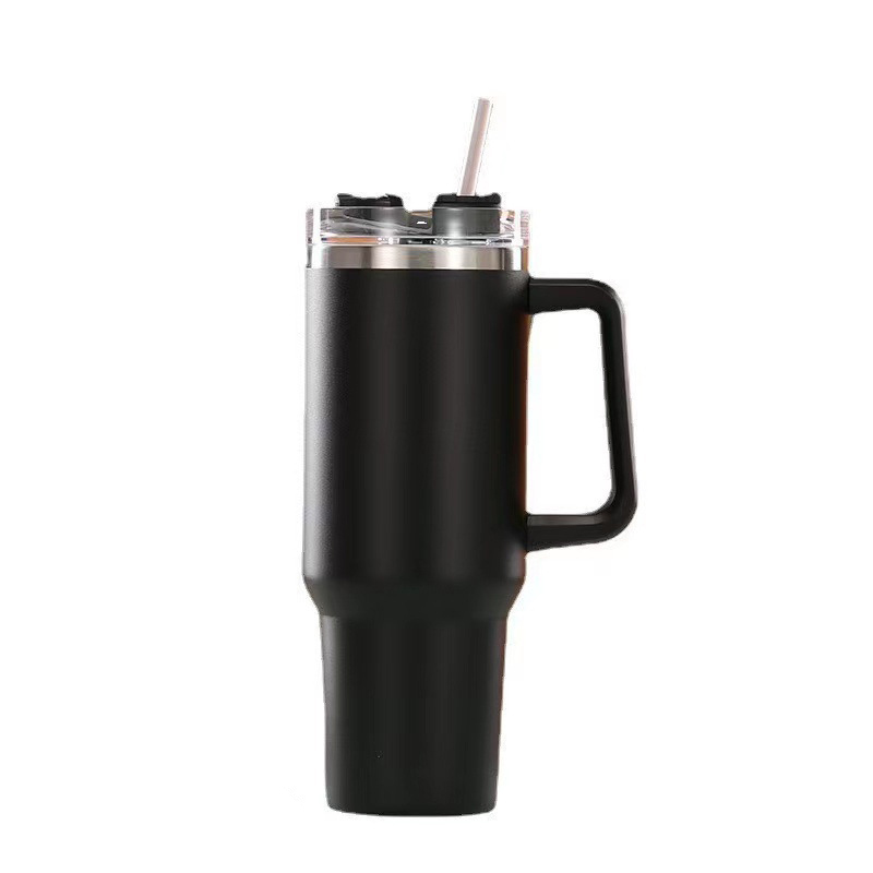 40 oz Vacuum Stainless Steel Tumbler W/ Handle & Straw 16