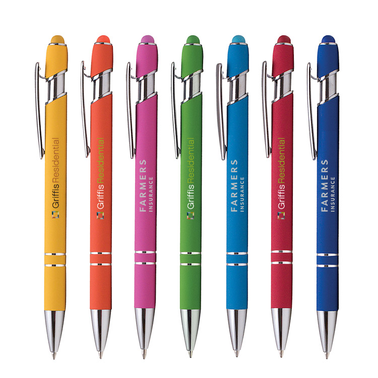Bright Soft Touch Aluminum Ballpoint Stylus Pen 8