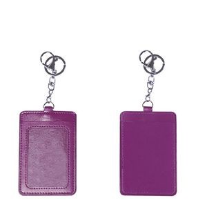 PU Leather 2 Pockets Card Holder Key Chain 17