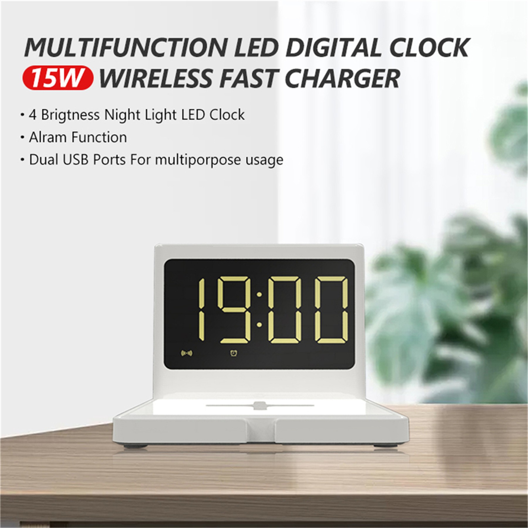 15W Wireless Charger With Clock 6