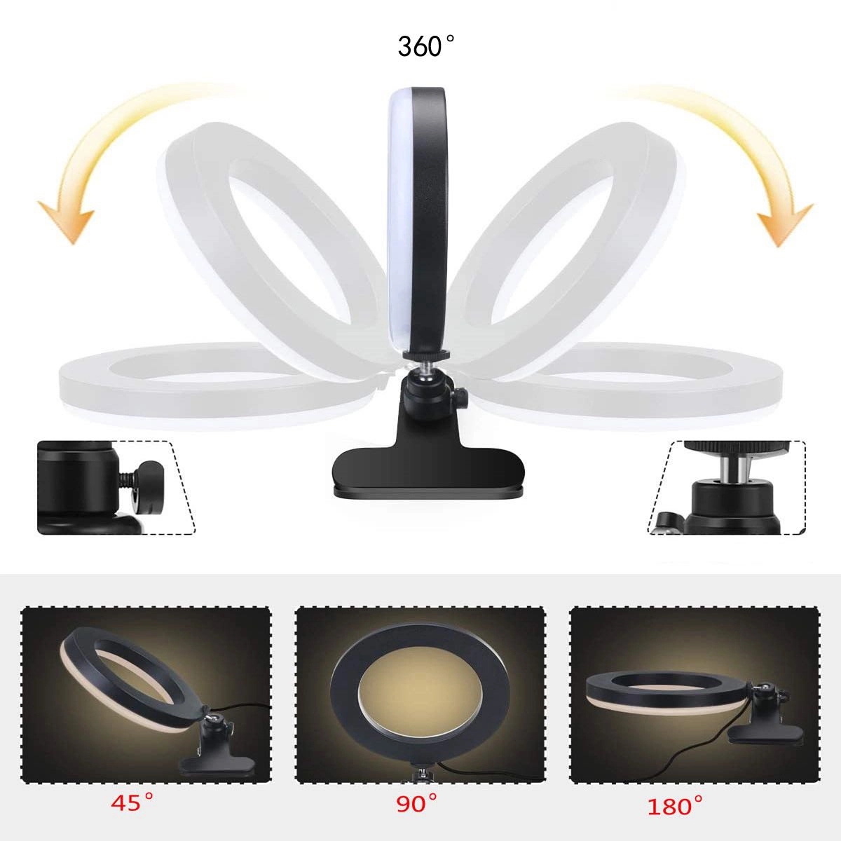 6 Inch Selfie Ring Light with Clamp 5