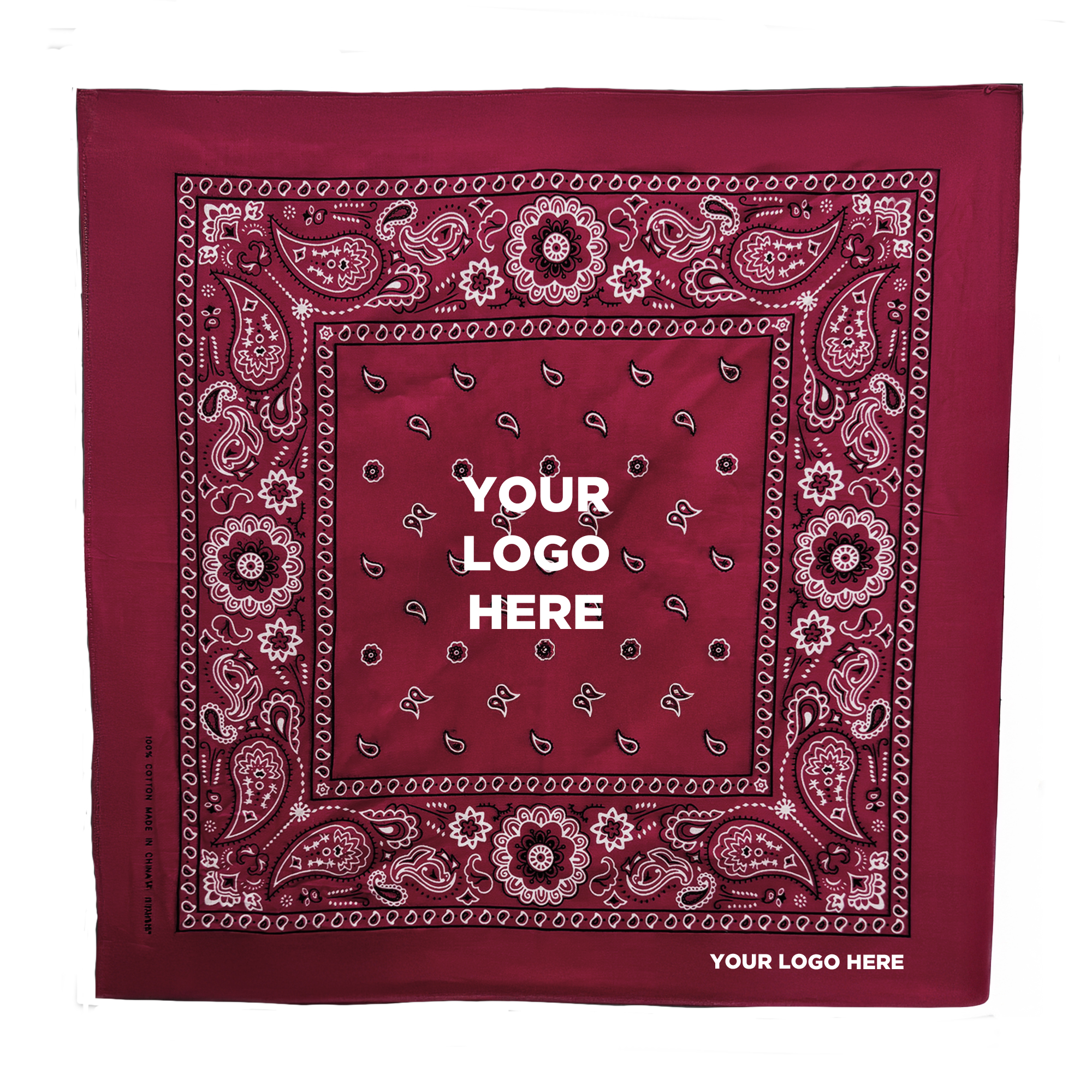 Burgundy 22" x 22" Cotton Paisley Bandanas