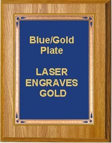 10-1/2" x 13" Oak Finish Plaque with a Blue Teardrop Plate 1