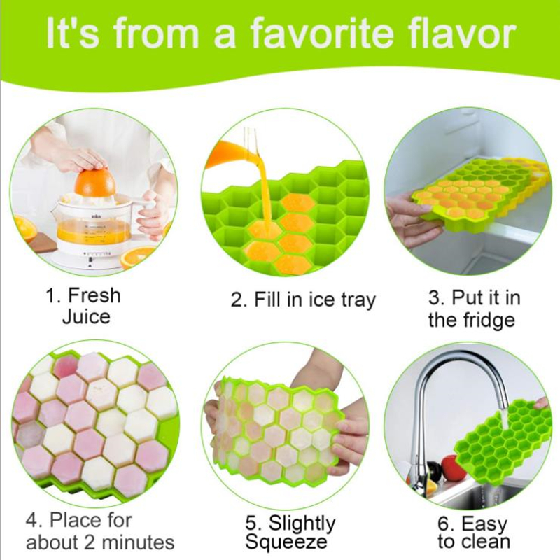 Silicone 37 Ice Cube Tray With Cover 8