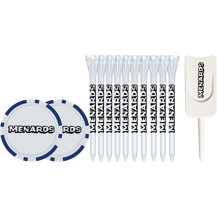 10 Flytee Tees 3-1/4", 2 Poker Chips, Single Prong Plastic Divot Tool