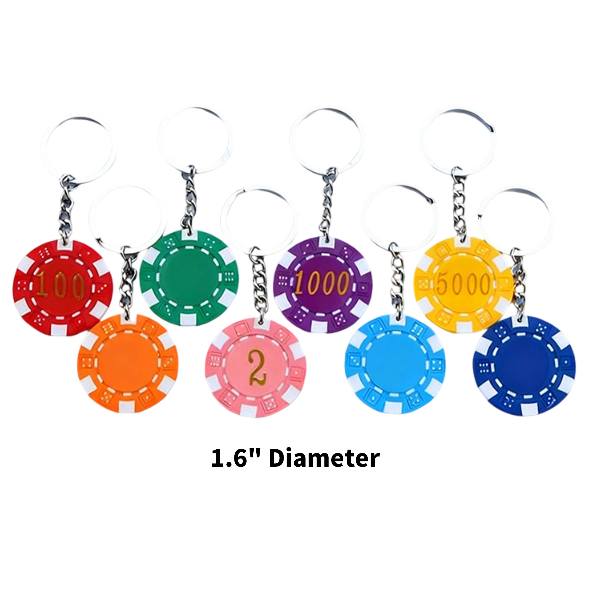 Poker Chip Keychain Two Side Imprint 1.6" Diameter 3