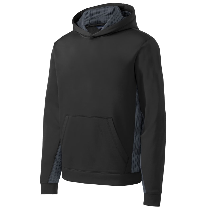 Sport-Tek Youth Sport-Wick CamoHex Fleece Colorblock Hooded Pullover. 18