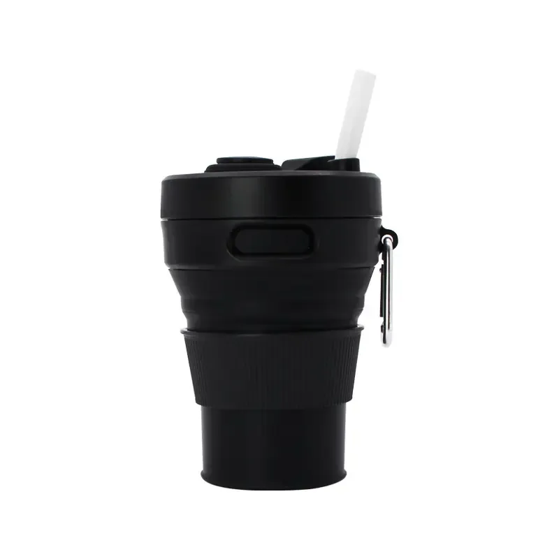 Silicone Collapsible Travel Folding Drinking Cup W/Lid 10