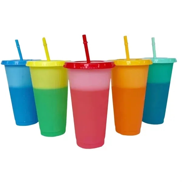 24oz Color Changing Reusable Plastic Cups 2
