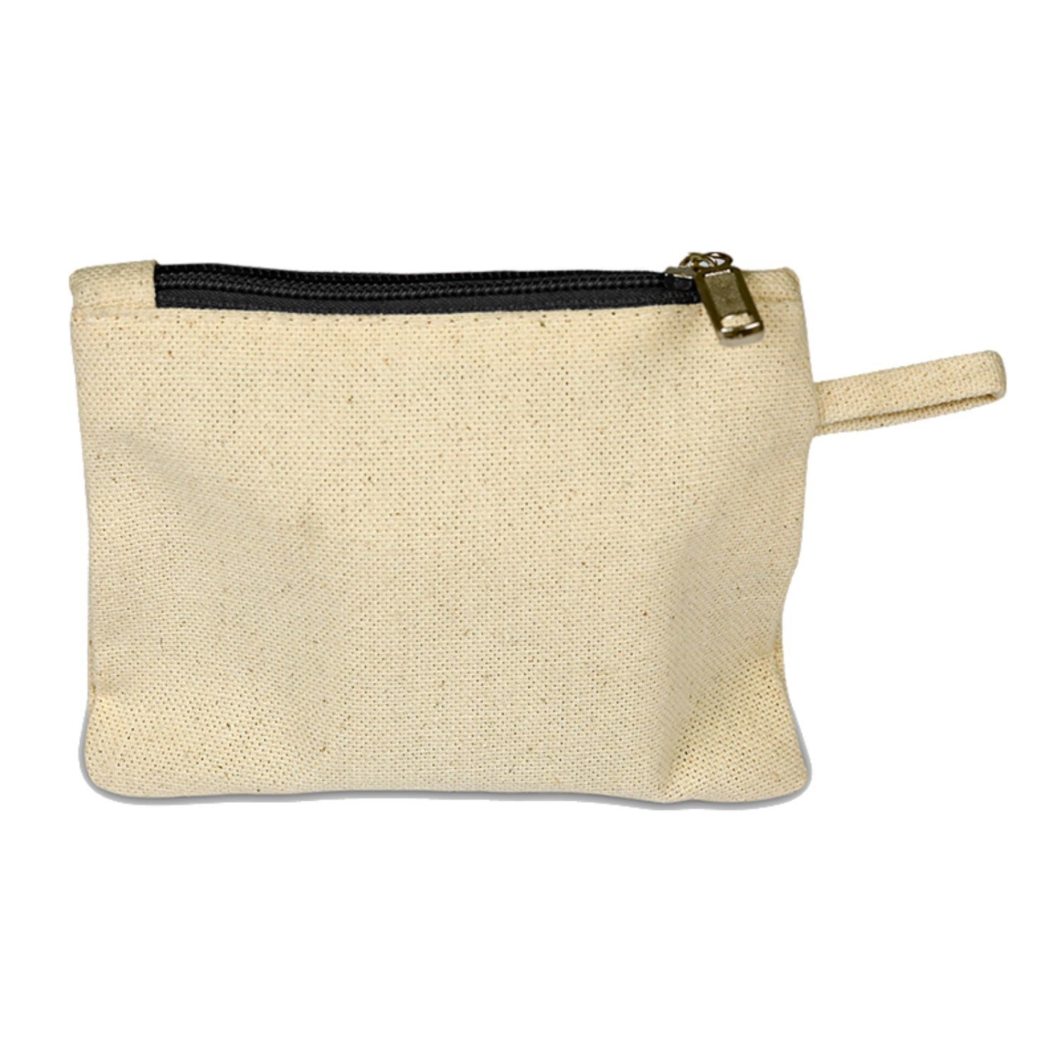 100% Cotton Canvas Card Pouch w/ Color Zipper USA Decorated (5" x 4")