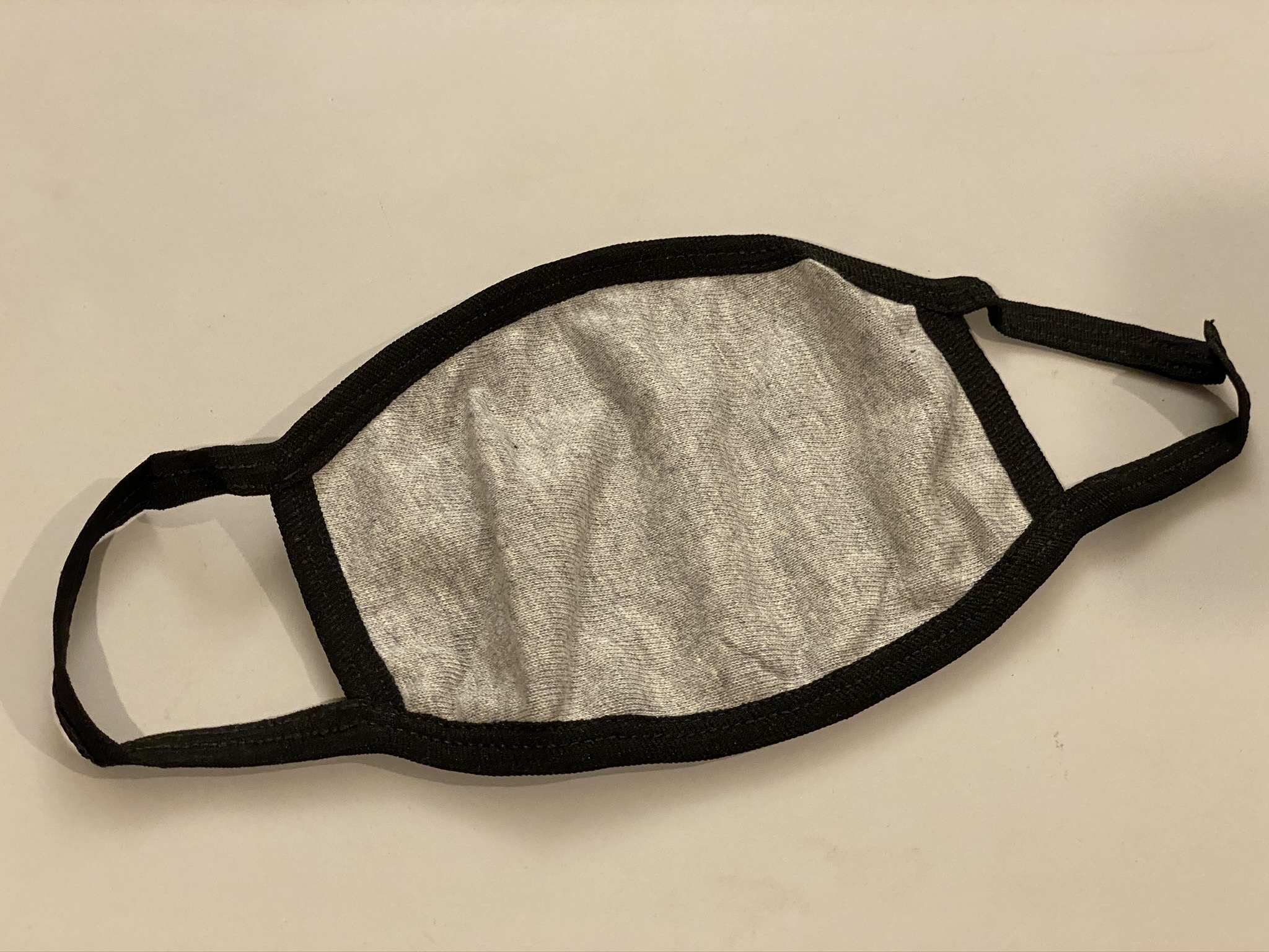 Gray Cotton Face Mask (Black Ear Loops) 3