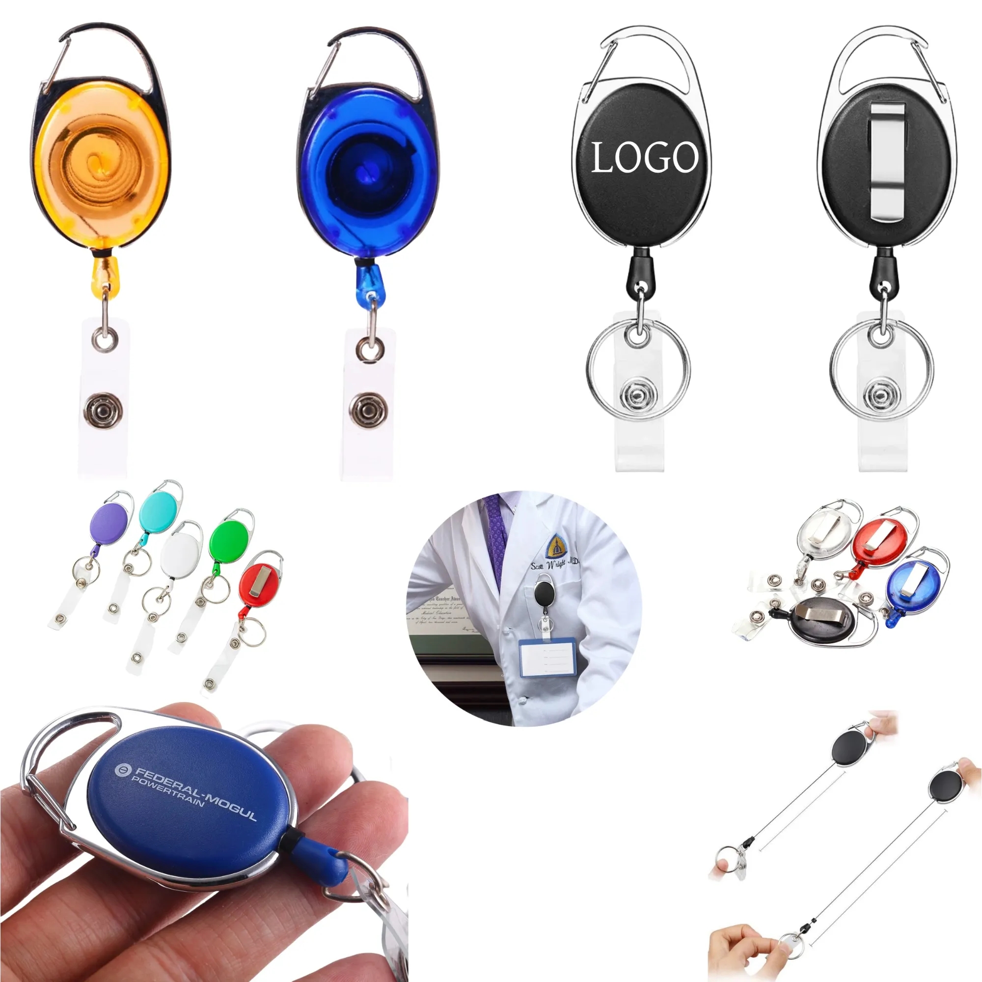 2-In-1 Retractable Badge Hanging Keychain with Clip 2