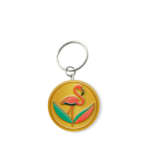 Customized Solid Iron Keychain with Shiny Gold Plating 2
