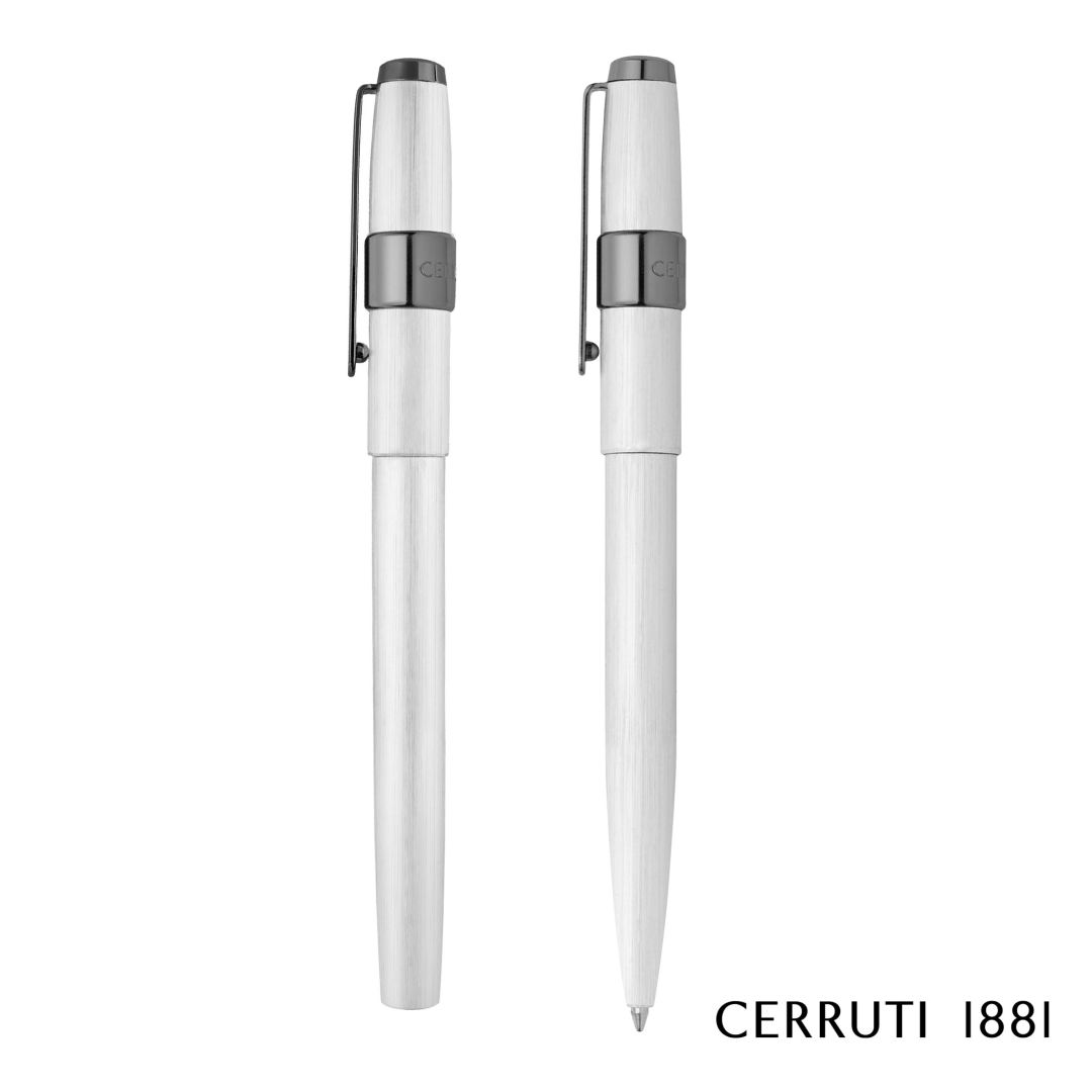 Cerruti 1881® Block Brushed Ballpoint & Rollerball Pen Set 1