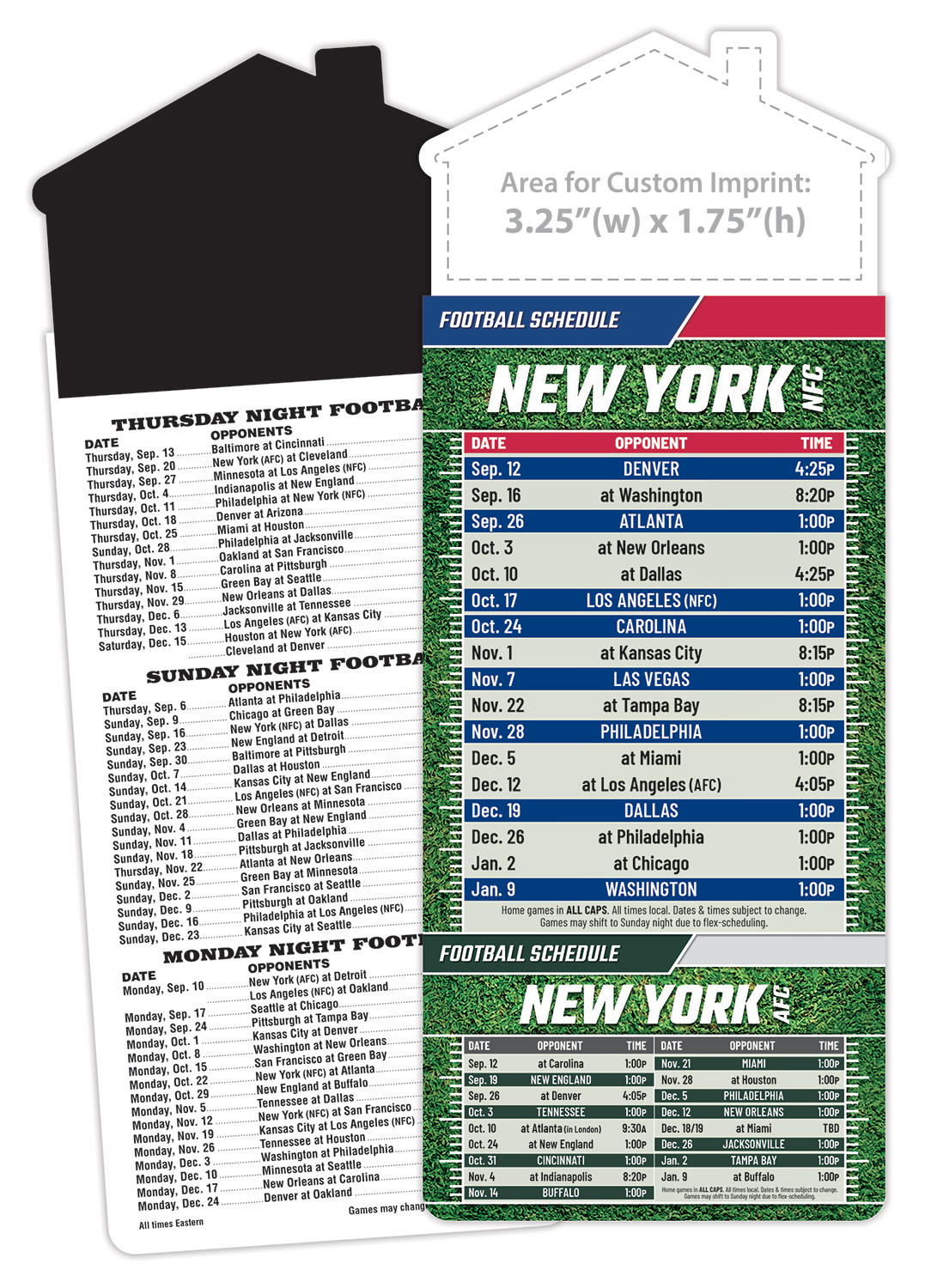 Magna-Card House Shape Magnet Football Schedules (3.5x9)