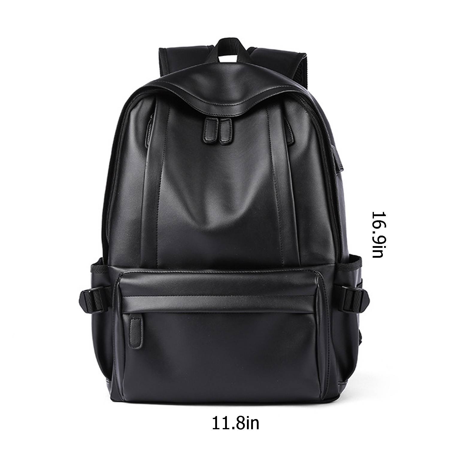 Cowhide Leather Black Business Computer Backpack 2