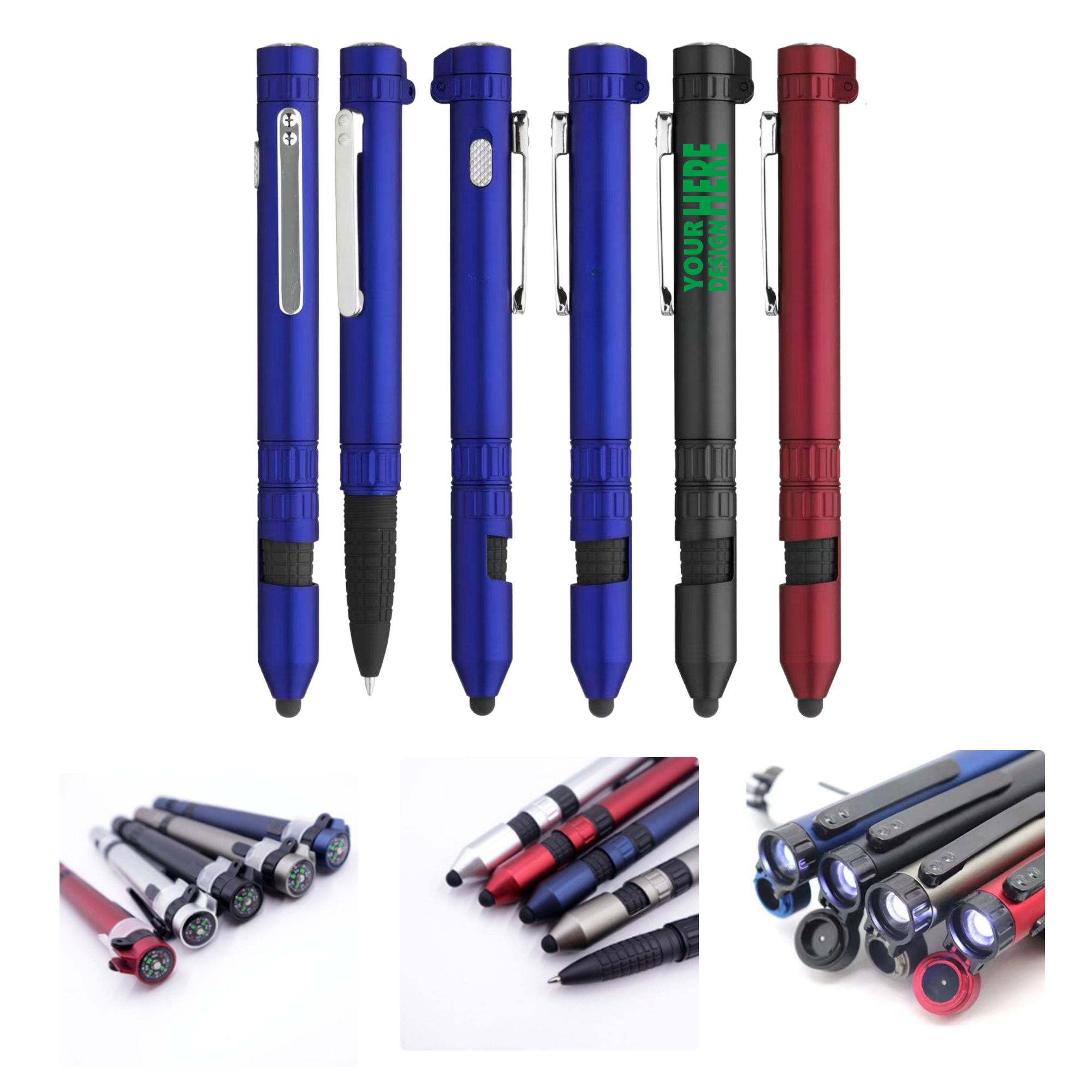 MOQ50 Outdoor Multifunction Tool Pen with Compass 1