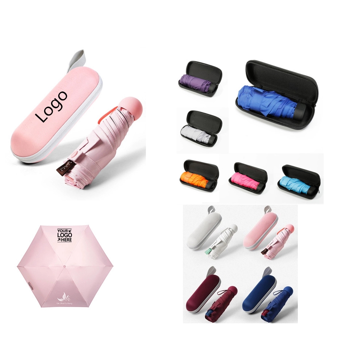 Compact Mini Folding Travel Umbrella with Capsule Case 5