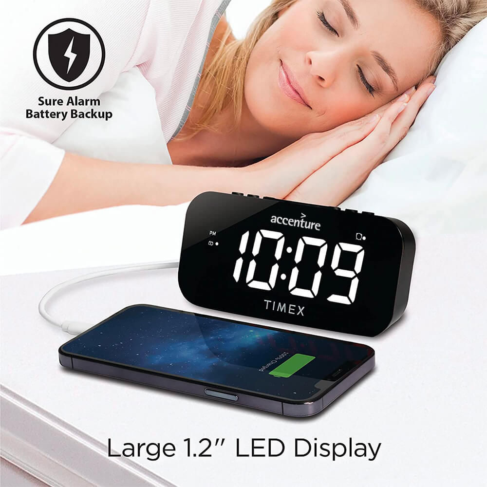 Dual Alarm Clock With Jumbo Display and Usb Charging