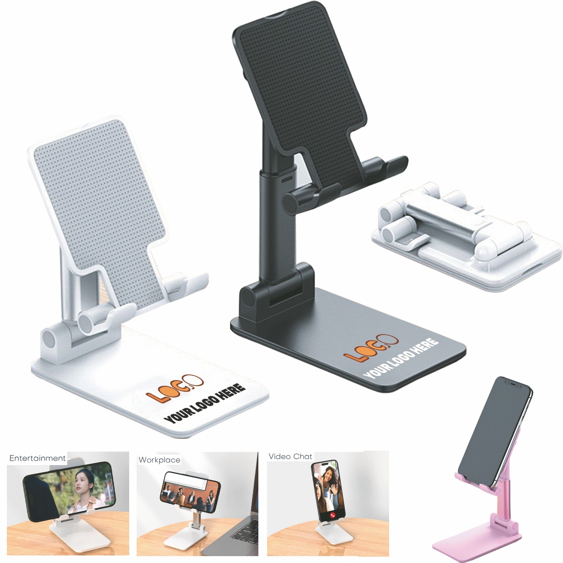Adjustable & Foldable Phone Stand with Anti-Slip Base
