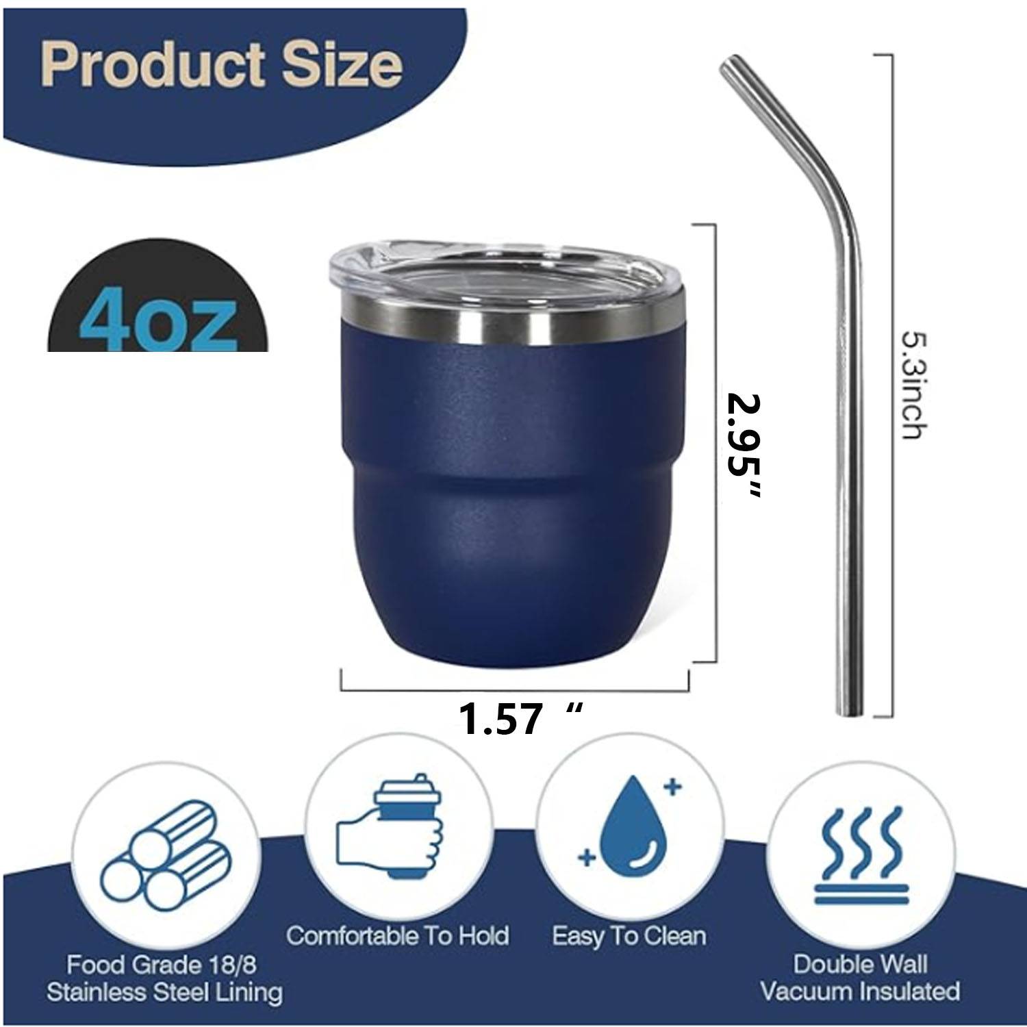4oz Stackable Vacuum Insulated Espresso Coffee Cup 10