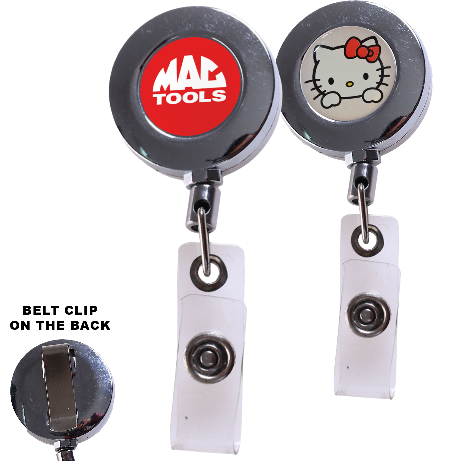 Zinc Alloy Round Badge Reel Holder w/ Belt Clip 1