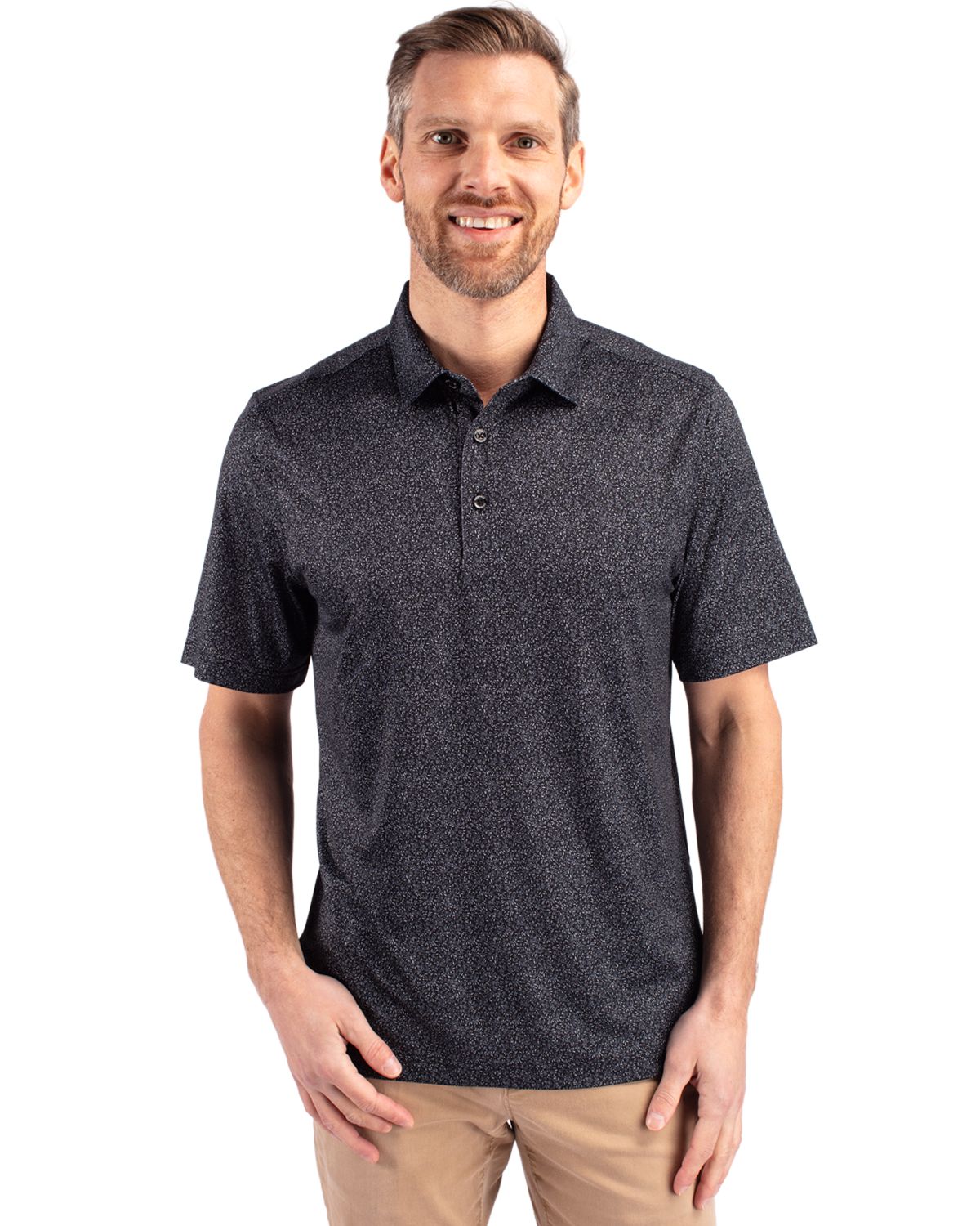 Pike Micro Floral Print Stretch Mens Polo