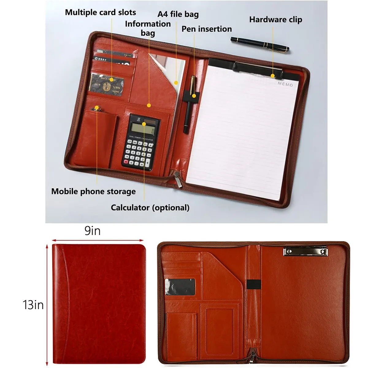 Portable Leather Business Organizer Folder Gift With Binder 1