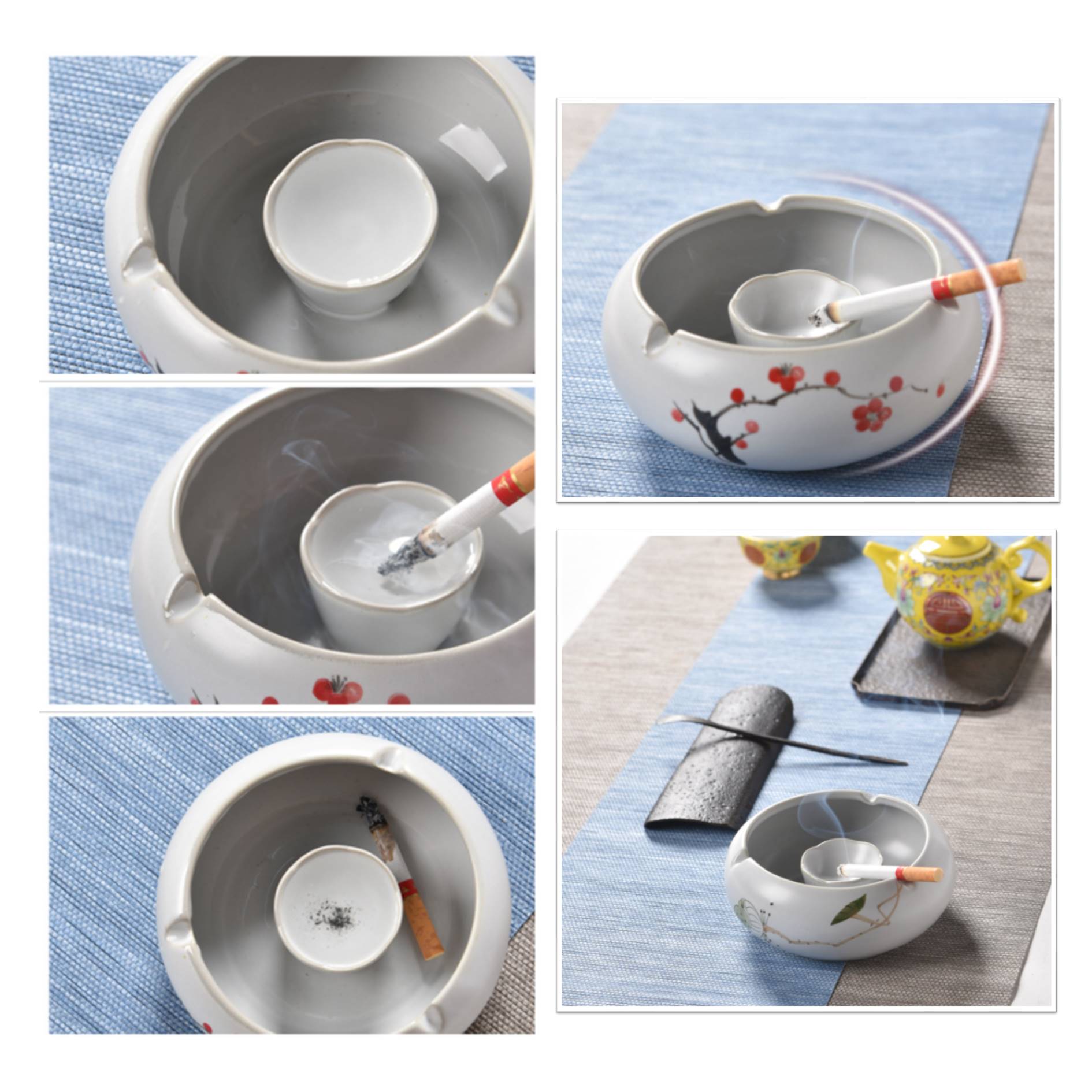 Creative Retro Hand-Painted Ceramic Ashtray 5