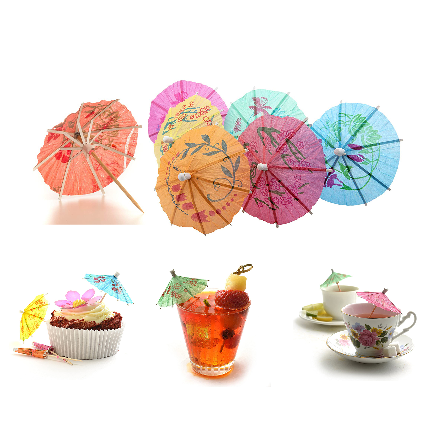 4 inch Custom Label Paper Cocktail Toothpick Umbrellas 2