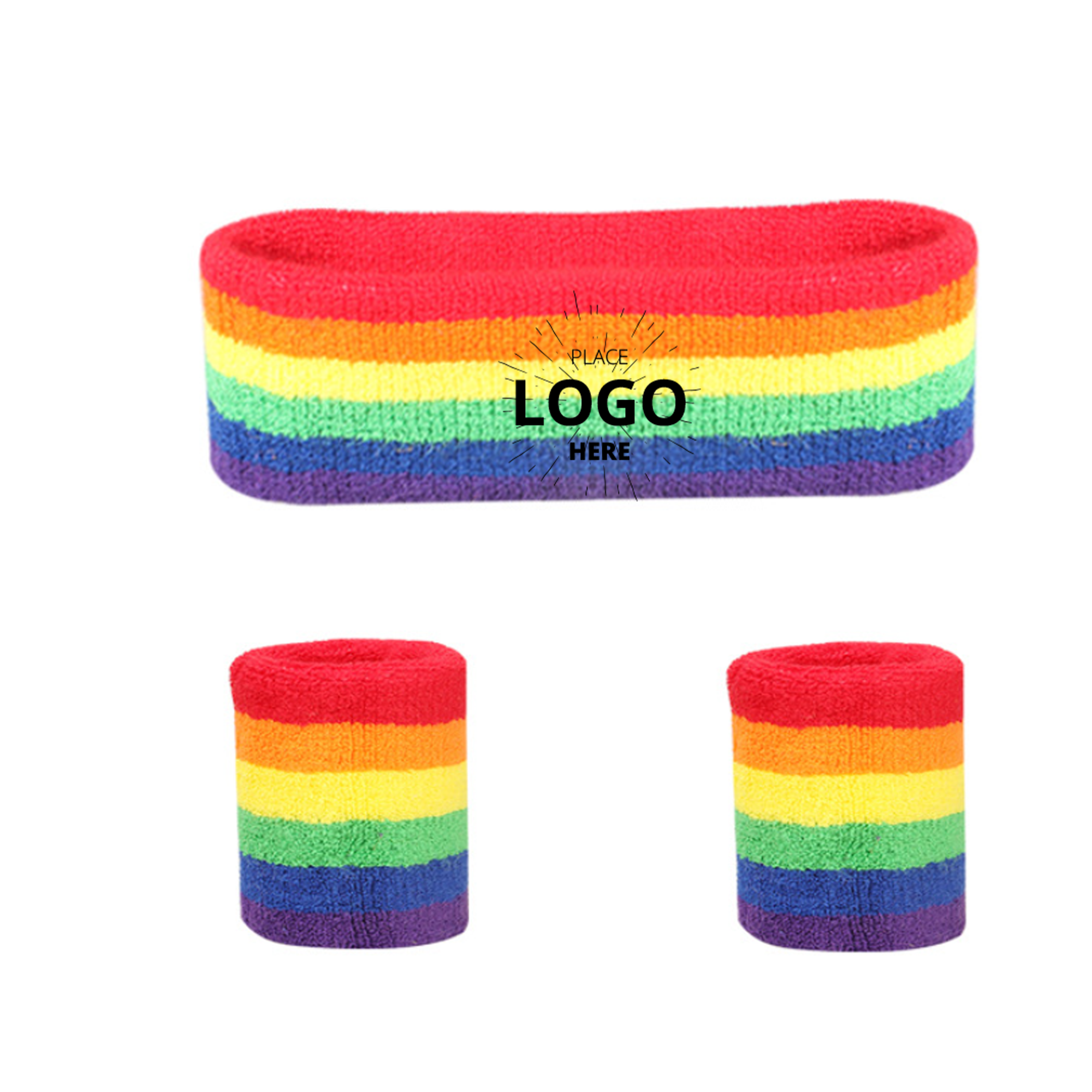 Rainbow Pride Wristband Headband Set 2