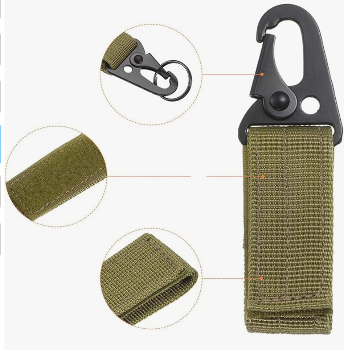 Custom MOLLE Tactical Webbing Strap Carabiner Keychain Clip 3