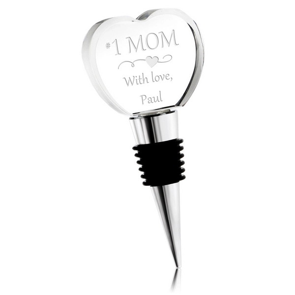 Personalized Crystal Heart Wine Stopper 3